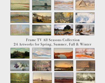 Pacote de arte sazonal para Samsung Frame TV | 24 obras de arte primavera verão outono inverno | Download imediato para instalação rápida | DT4001