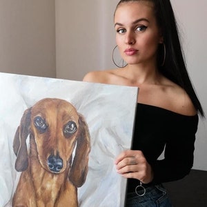 Retrato de mascota personalizado pintado a mano: pintura al óleo sobre lienzo