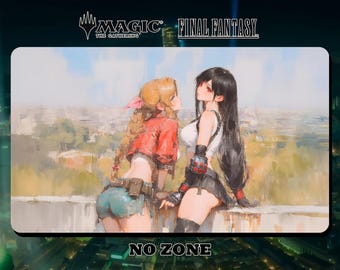 Playmat MTG Final Fantasy - Aerith and Tifa - 24"x14" (600 x 350 mm) - Playmat/ Deskmat with stitched edges