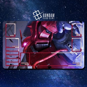 Playmat Gundam Kartenspiel - Zaku Roter Komet Gundam - 600 x 350 mm - Spielmatte mit genähten Kanten
