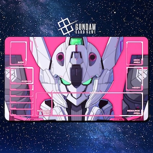 Tapete de juego de cartas Gundam - XGF-02 Gundam Lfrith - 600 x 350 mm (24" x 14") - Tapete de juego/tapete de escritorio con bordes cosidos