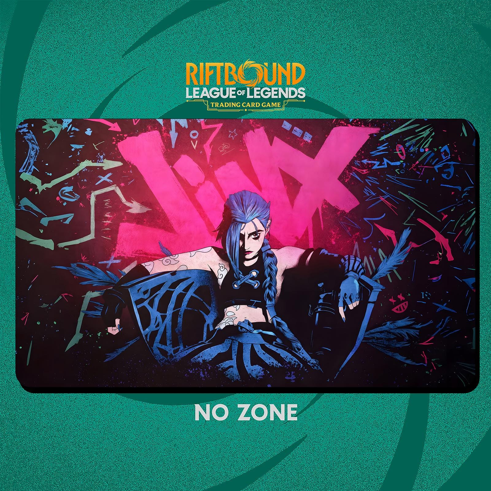 Jinx Arcane Playmat Stitched Edges - Riftbound Trading Card Game