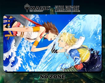 Playmat MTG Final Fantasy - Tidus and Yuna - 24"x14" (600 x 350 mm) - Playmat/ Deskmat with stitched edges