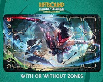 Yasuo and Yone Battlefield Playmat Stitched Edges - Riftbound Trading Card Game - 24" x 14" inches (600 x 350 mm)