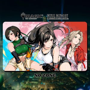 Die Spielmatte MTG Final Fantasy - Yuffie Tifa und Aerith (Kampf-Haltung) - 24"x14" (600 x 350 mm) - Spielmatte/Schreibtischmatte mit genähten Kanten