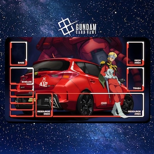 Char Aznable Zaku Red Comet - Playmat Gundam Card Game - 24&quot;x14&quot; (600 x 350 mm) - Playmat/ Deskmat with stitched edges