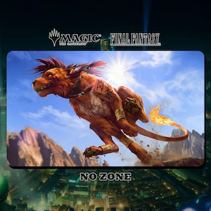プレイマット MTG ファイナルファンタジー - レッド XIII - 24インチ x 14インチ (600 x 350 mm) - ステッチエッジ付きプレイマット/デスクマット
