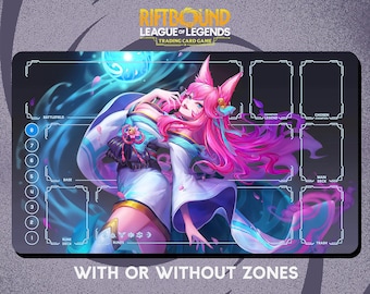 Ahri Spirit Blossom Battle Stance Playmat Stitched Edges