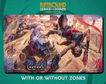 Sion and Samira Playmat Stitched Edges - Riftbound Trading Card Game - 24" x 14" inches (600 x 350 mm)