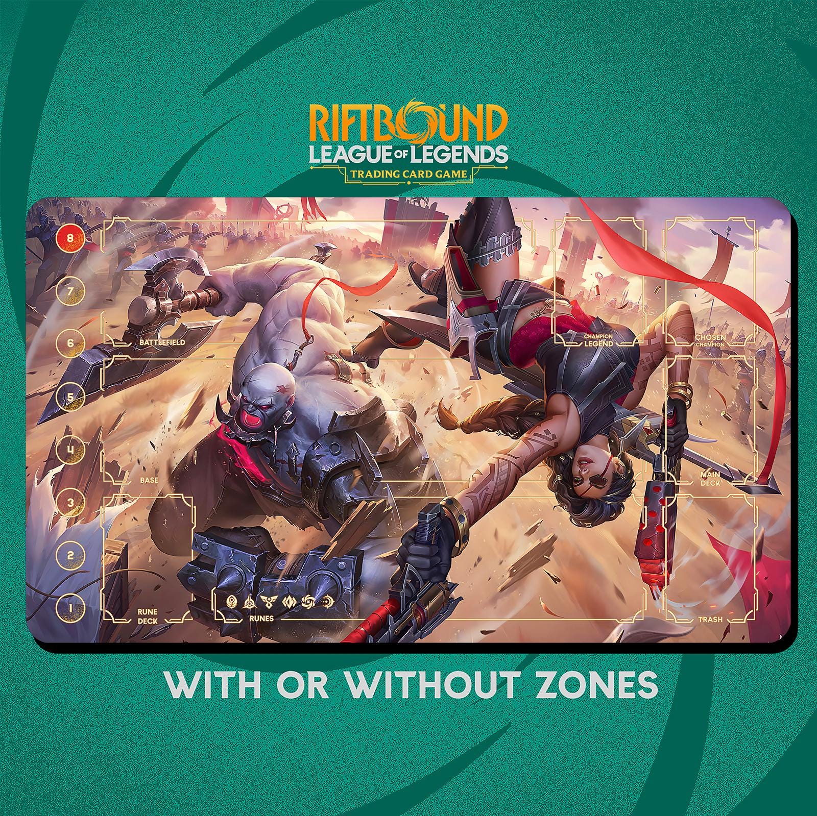 Sion and Samira Playmat Stitched Edges - Riftbound Trading Card Game - 24"  X 14" Inches (600 X 350 Mm) - Etsy
