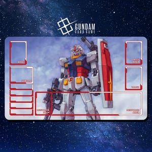 Tapete de juego de cartas Gundam - Gundam RX-78-2 Battle Ready - 600 x 350 mm (24" x 14") - Tapete de juego/escritorio con bordes cosidos