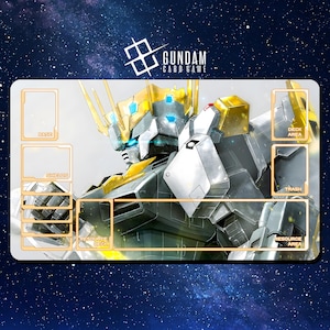 Tapete de juego de cartas Gundam - Zeus Gundam - 600 x 350 mm (24" x 14") - Tapete de juego/tapete de escritorio con bordes cosidos