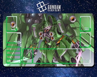 ガンダムカードゲーム用プレイマット - ガンダムクシャトリヤ - 24インチ×14インチ (600 x 350 mm) - ステッチ加工の縁付きプレイマット/デスクマット