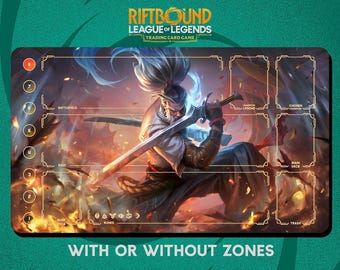 Unforseen Yasuo Playmat Stitched Edges - Riftbound Trading Card Game - 24" x 14" inches (600 x 350 mm)
