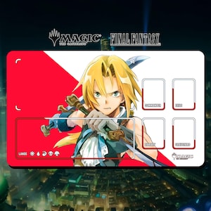 Tapete de jogo MTG Final Fantasy - FF9 Zidane Battle Stance - 24" x 14" (600 x 350 mm) - Tapete de jogo/tapete de mesa com bordas costuradas