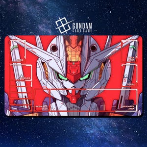 Tapete de juego de cartas Gundam - Gundam Aerial Rebuild - 600 x 350 mm (24" x 14") - Tapete de juego/tapete de escritorio con bordes cosidos
