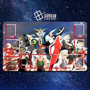 Tapete de juego de cartas Gundam - Mobile Suit Gundam Wing - 600 x 350 mm (24" x 14") - Tapete de juego/tapete de escritorio con bordes cosidos