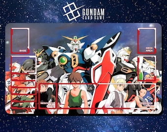 Playmat Gundam Card Game - Mobile Suit Gundam Wing - 24&quot;x14&quot; (600 x 350 mm) - Playmat/ Deskmat with stitched edges