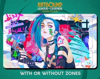 Jinx Boom Playmat Stitched Edges - Riftbound Trading Card Game - 24" X 14"  Inches (600 X 350 Mm) - Etsy