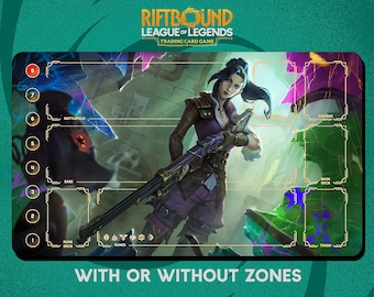 Caitlyn Arcane Playmat Stitched Edges - Riftbound Trading Card Game - 24" x 14" inches (600 x 350 mm)