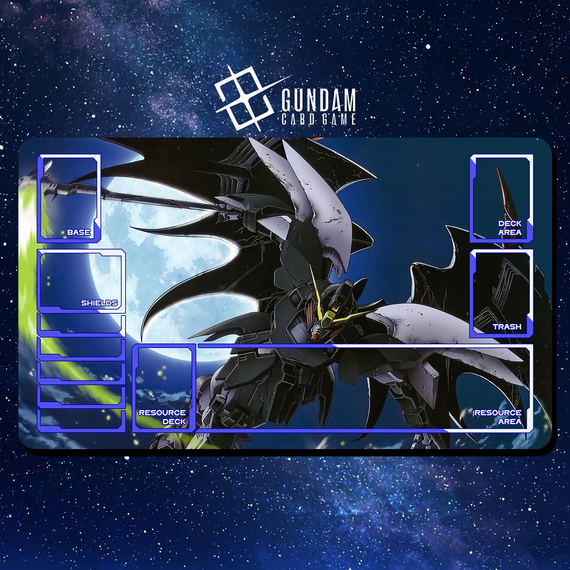 Playmat Gundam Card Game - Deathscythe Gundam - 24"x14" (600 x 350 mm) - Playmat/ Deskmat with stitched edges