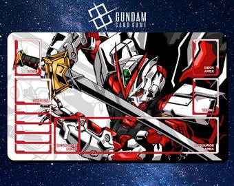 Playmat Gundam Card Game - Load Astray red frame kai - 24&quot;x14&quot; (600 x 350 mm) - Playmat/ Deskmat with stitched edges