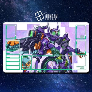 Playmat Gundam Card Game - Gundam GQuuuuuuX gMS-k FReD - 24&quot;x14&quot; (600 x 350 mm) - Playmat/ Deskmat with stitched edges