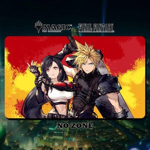 プレイマット MTG ファイナルファンタジー - ティファとクラウド - 24インチ x 14インチ (600 x 350 mm) - ステッチエッジ付きプレイマット/デスクマット