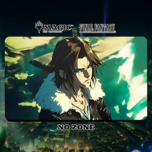 Playmat MTG Final Fantasy - FF8 Squall - 24&quot;x14&quot; (600 x 350 mm) - Playmat/ Deskmat with stitched edges