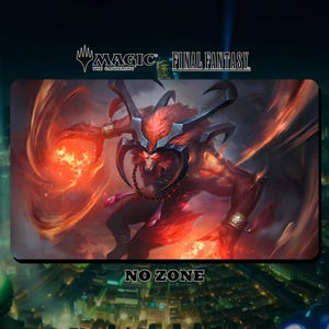 プレイマット MTG ファイナルファンタジー - FF10 イフリート - 24インチ x 14インチ (600 x 350 mm) - エッジがステッチされたプレイマット/デスクマット