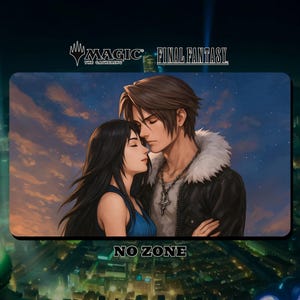 Tapete de jogo MTG Final Fantasy - Squall e Rinoa - 600 x 350 mm (24" x 14") - Tapete de jogo/tapete de mesa com bordas costuradas