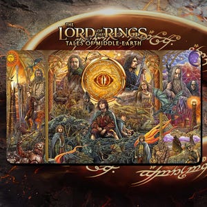 Tapis de jeu MTG LOTR - Deux tours - 24"x14" (600 x 350 mm) - Tapis de jeu avec bords cousus