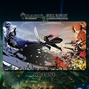 Tapete de juego MTG Final Fantasy - Fighting Sephiroth - 600 x 350 mm - Tapete de juego/tapete de escritorio con bordes cosidos