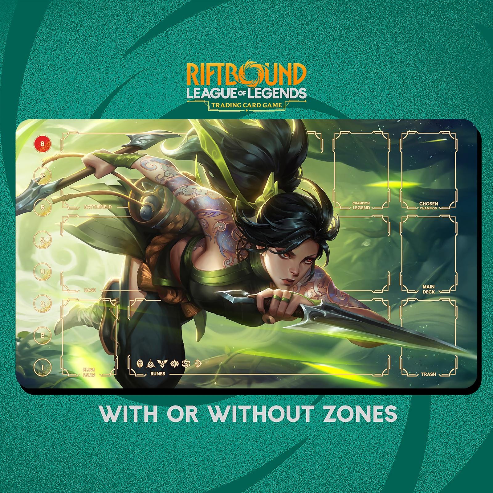 Akali Playmat Stitched Edges - Riftbound Trading Card Game - 24
