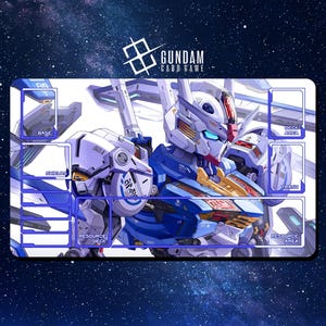 Gundam Aerial Battle Stance - Playmat Gundam Card Game - 24&quot;x14&quot; (600 x 350 mm) - Playmat/ Deskmat with stitched edges