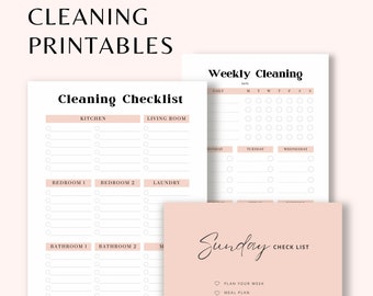 Cleaning Printables, Clean Checklists, Sunday Cleaning Routine, Weekly Cleaning List
