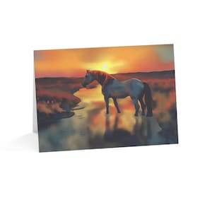 Biglietti di auguri, Wyoming Sunset Mustang Creek, confezione da 10 biglietti, set di biglietti di auguri, biglietti di ringraziamento, biglietti vuoti