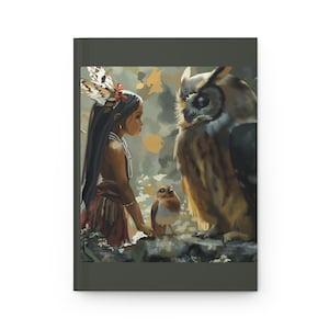 Hardcover Journal Matte, Iroquois Fairy Owl Robin Nature Writing Diary Notebook, Gift for Writers, Nature Lovers, Christmas, Birthday, 5x7