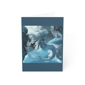 Greeting Cards, Arctic Mermaid Design, Set of 10 Stationery Cards, Note Card Bundle, Ocean Theme Paper Goods, Scrapbooking Supplies