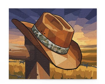 Cowboy Hat Western Landscape Puzzle