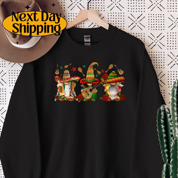 Mexican Gnomes Sweatshirt, Happy Cinco De Mayo, Mexican T-Shirt, Fiesta Hoodie, Mexican Friends Sweater, Down To Fiesta Tee, Festival Sweat