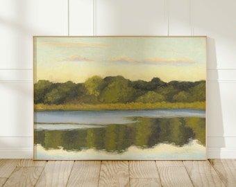 Morning by the Lake Art Print - Lake Wall Art - Giclee Print - Oil Painting Print