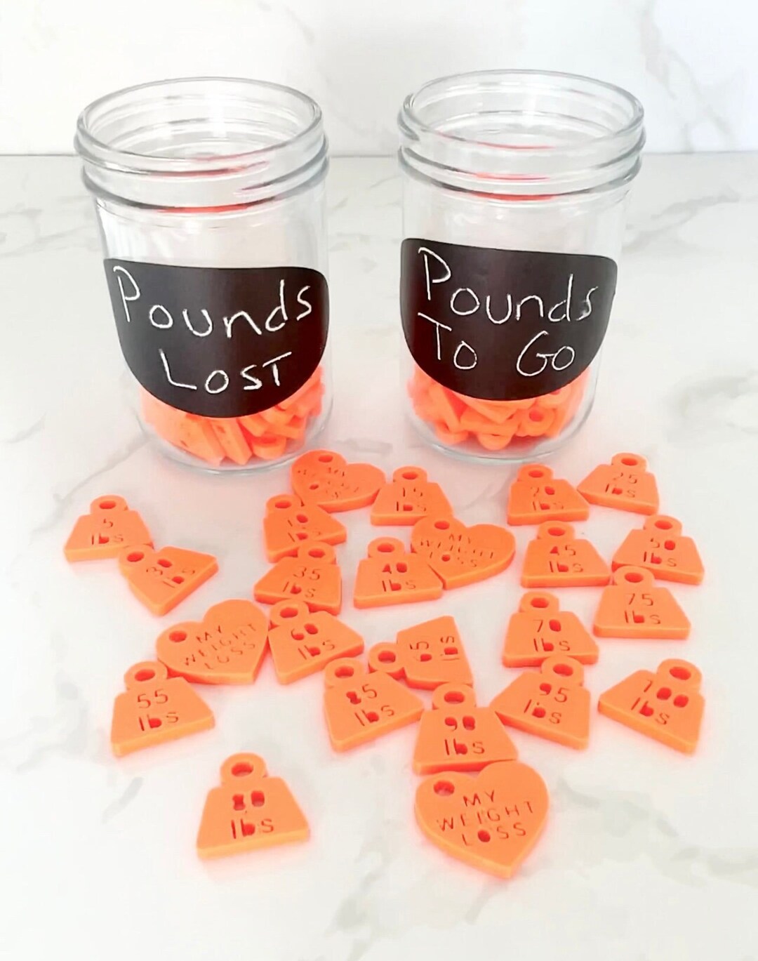 Orange in Color 3D Print Weight Loss Charms Weight Loss Tracker Weight