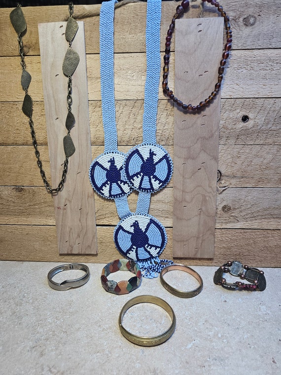 native beaded necklace and bangle bracelet