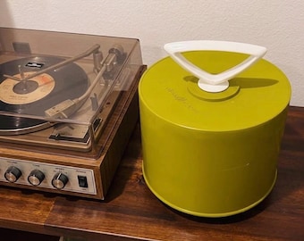 Retro Disk Go-koffer 45-toeren platenkoffer Avocadokleur uit de jaren 70 Zeldzaam
