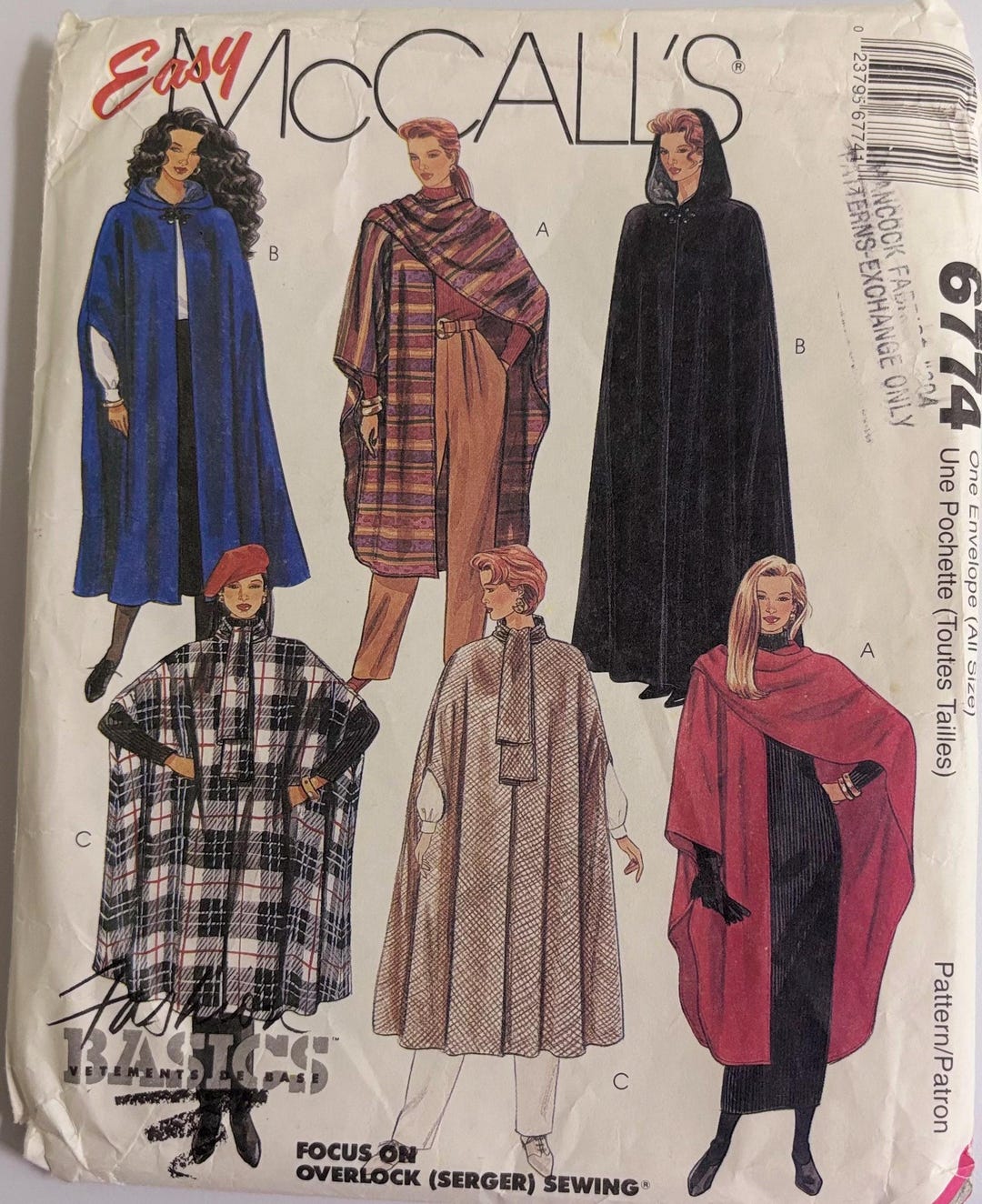 Easy Mccalls Cape Pattern Size All Size UNCUT Cira 1993 - Etsy