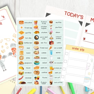 Menú de restaurante familiar de juego de simulación