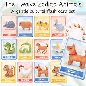 12 Zodiac Animal Flash Cards – Japanese (Chinese) Zodiac | Printable PDF for Kids & Cultural Learning