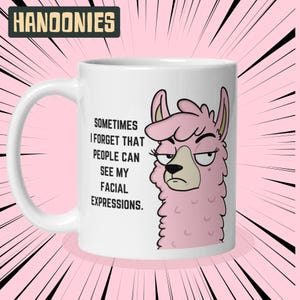 Pink Llama Mug | Cartoon Character Mug | Funny Gift for Llama Lovers | Quirky Coffee Mug for Friends, Family, and Co-Workers
