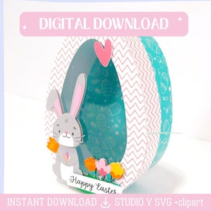 Oeuf de Pâques Treats Box svg, Pâques coupe fichier lapin mignon SVG, fichier numérique, Cricut, ScanNcut, camée silhouette, Huevo de pascua archivo